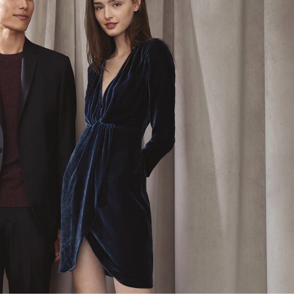 Theory NWT Meleesa Vintage Teal Glossed Velvet Dress